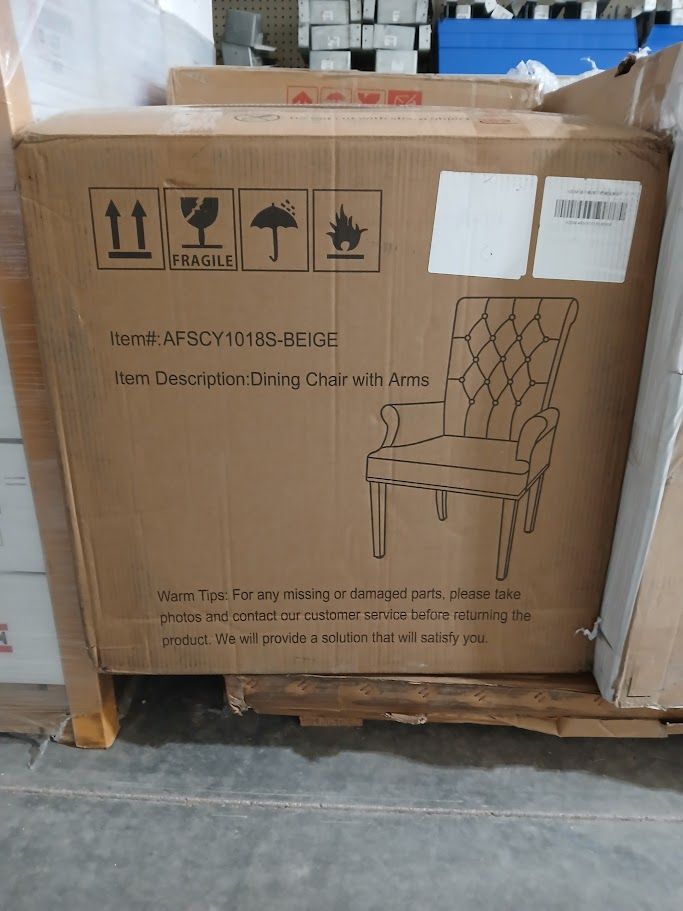 Upholstered Fabric Dining Chairs with Arms Solid Wood Legs Accent Kitchen Living Room Beige