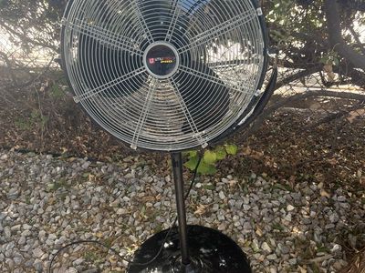 Utilitech 20-in High Velocity Indoor/Outdoor Pedestal Fan, in Black well used but still works, $29 located in HOLLADAY