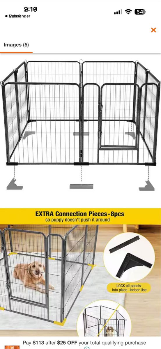 Aivituvin AIR50 27" Pet Playpen - 8 Panel Indoor/Outdoor Enclosure, Black Metal