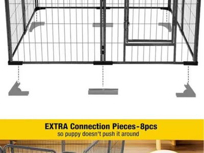 Aivituvin AIR50 27" Pet Playpen - 8 Panel Indoor/Outdoor Enclosure, Black Metal