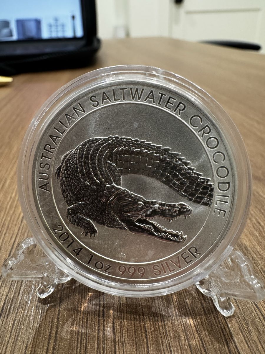 2014 1 oz Australian Saltwater Crocodile 999 Silver Coin in Capsule