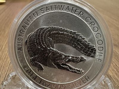 2014 1 oz Australian Saltwater Crocodile 999 Silver Coin in Capsule
