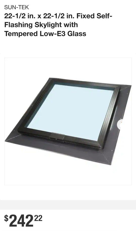 22-1/2 x 22-1/2 in Fixed Self-Flashing Skylight