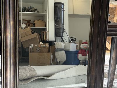 Large dark wood frame wall mirror