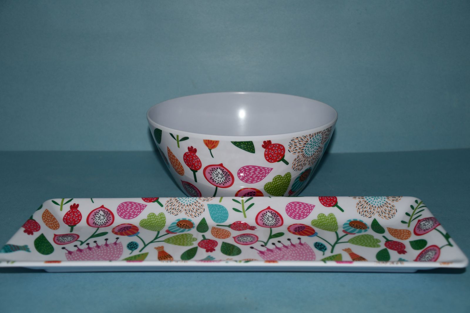 NEW "NAUVOO HOUSE" 2 PIECE SUMMERTIME SERVING SET ~ BOWL & TRAY ~ FLOWERS ~ CUTE!