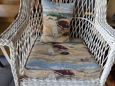 Vintage White Wicker Armchair