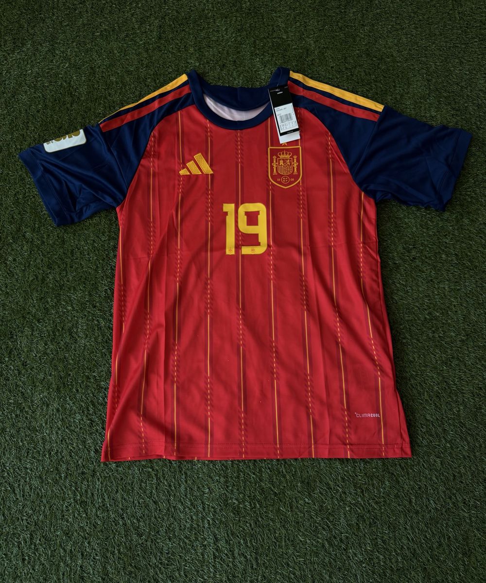 Adidas Spain Lamine Yamal #19 Climacool Soccer Jersey Men's Size M Red/Blue