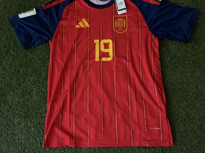 Adidas Spain Lamine Yamal #19 Climacool Soccer Jersey Men's Size M Red/Blue