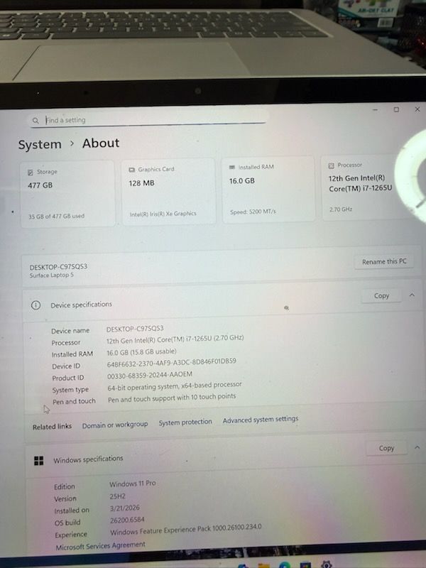 INSANE DEALS ON MINT surface laptops i7/16gb/512gb WIN 11 PRO with warranty