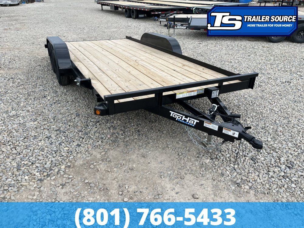 7x16 Top Hat BCH Flatbed Car Hauler Trailer - 7K GVWR