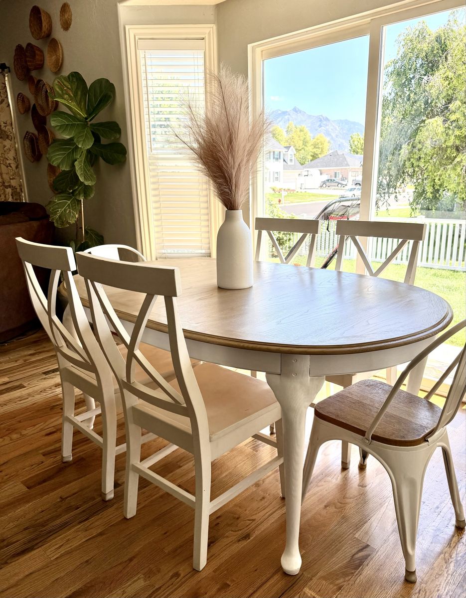 Refinished Vintage Oval Wood Table