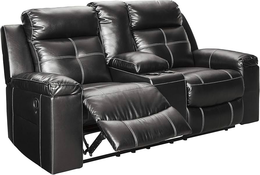 *NEW* Black leather loveseat recliner