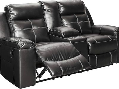 *NEW* Black leather loveseat recliner