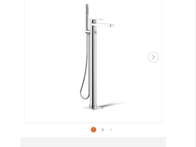 Kohler Parallel Floor-Mount Bath Filler Trim with 1-Handle Handshower in Polished Chrome
