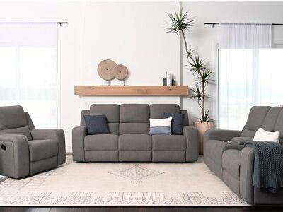Abbyson 3PC Fabric Manual Reclining Sofa Set