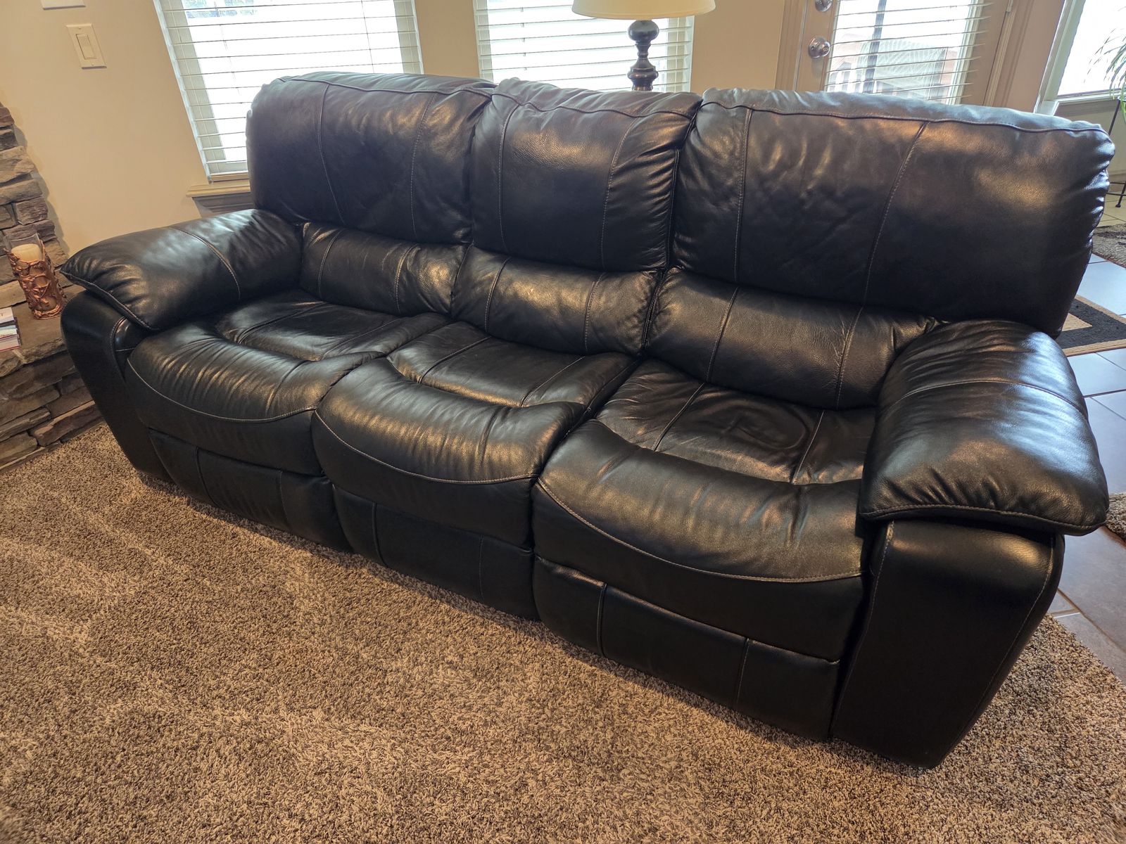 Genuine Leather Reclining Couch