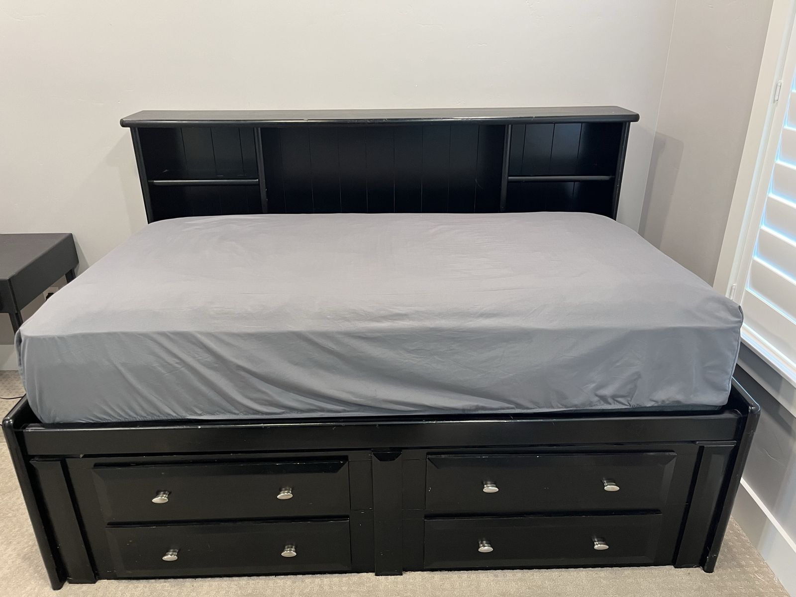 Twin bookcase day bed with 4 drawer under bed storage