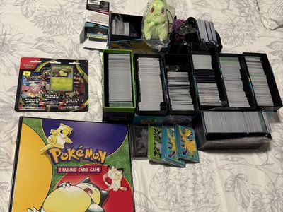 Pokemon cards, plushie, binder lot