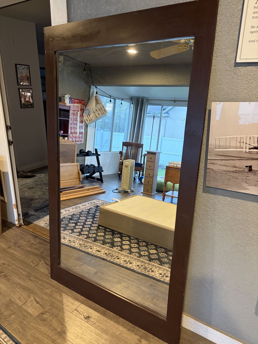 Large Framed Beveled Mirror 42"x70"