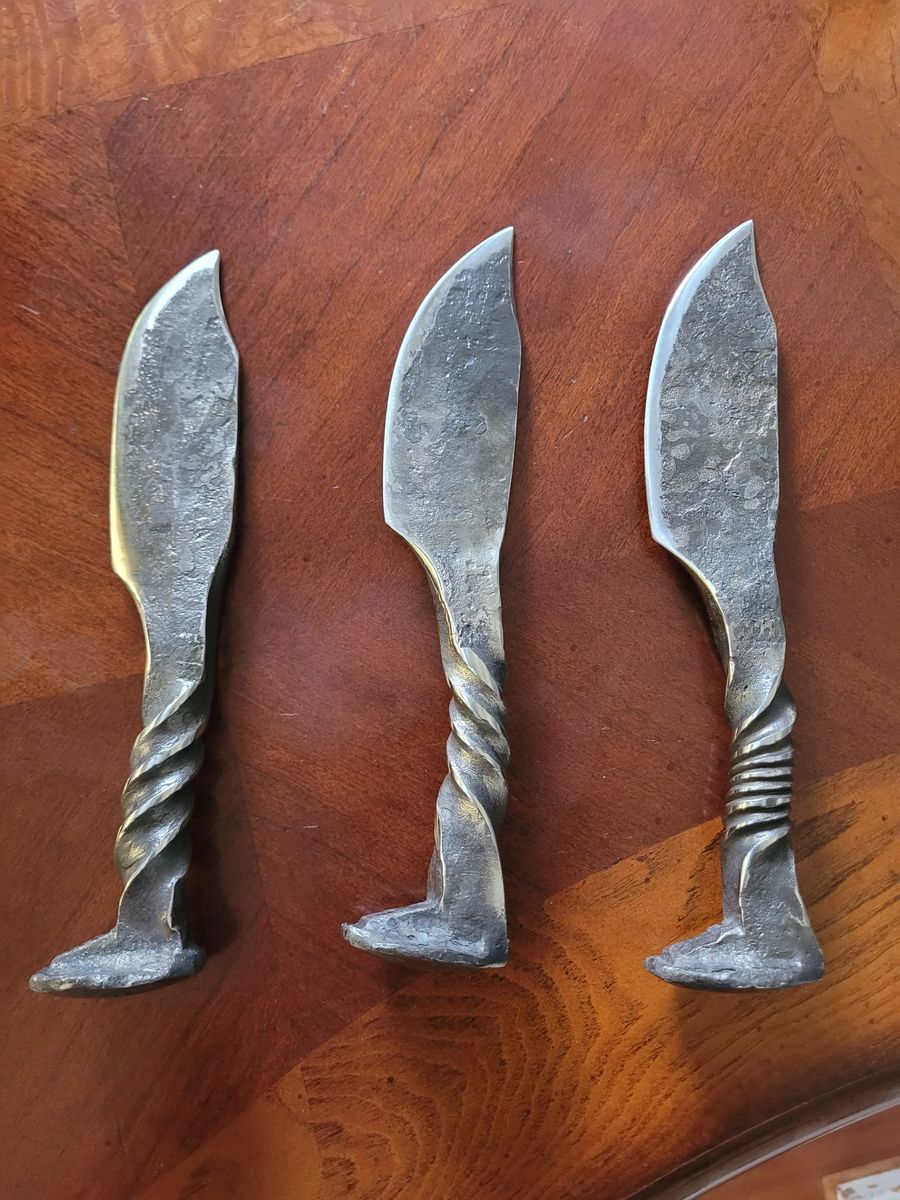 Hand forged railroad spike knives/viking knives