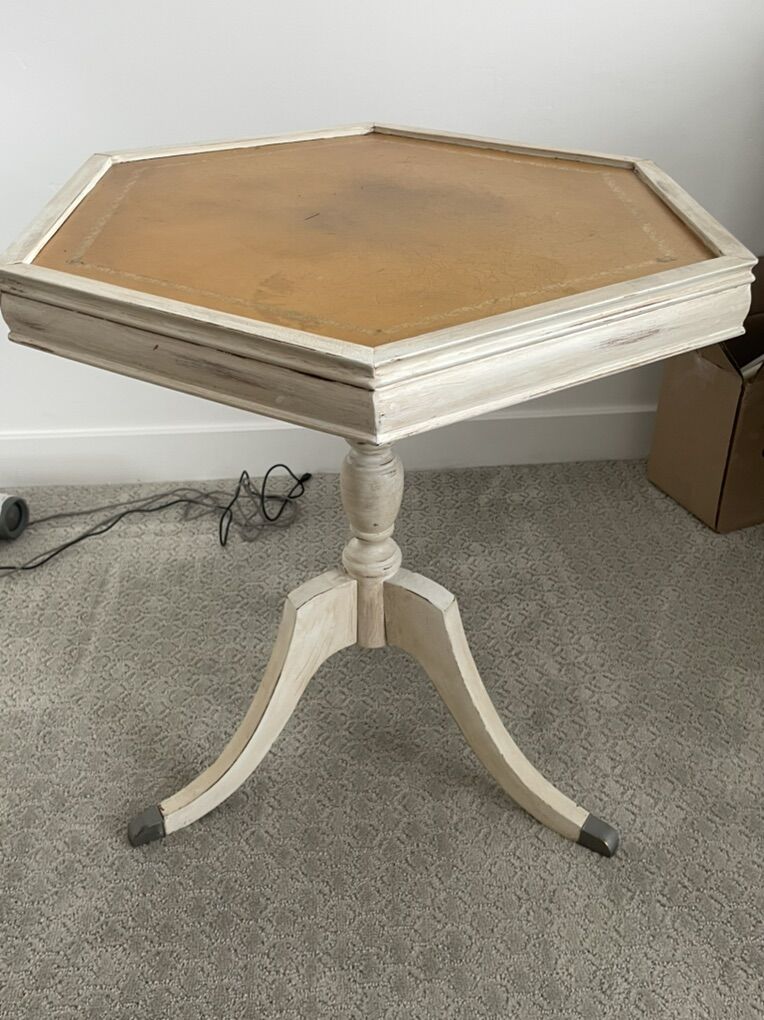 Vintage Antique Hexagon Accent Table Farmhouse
