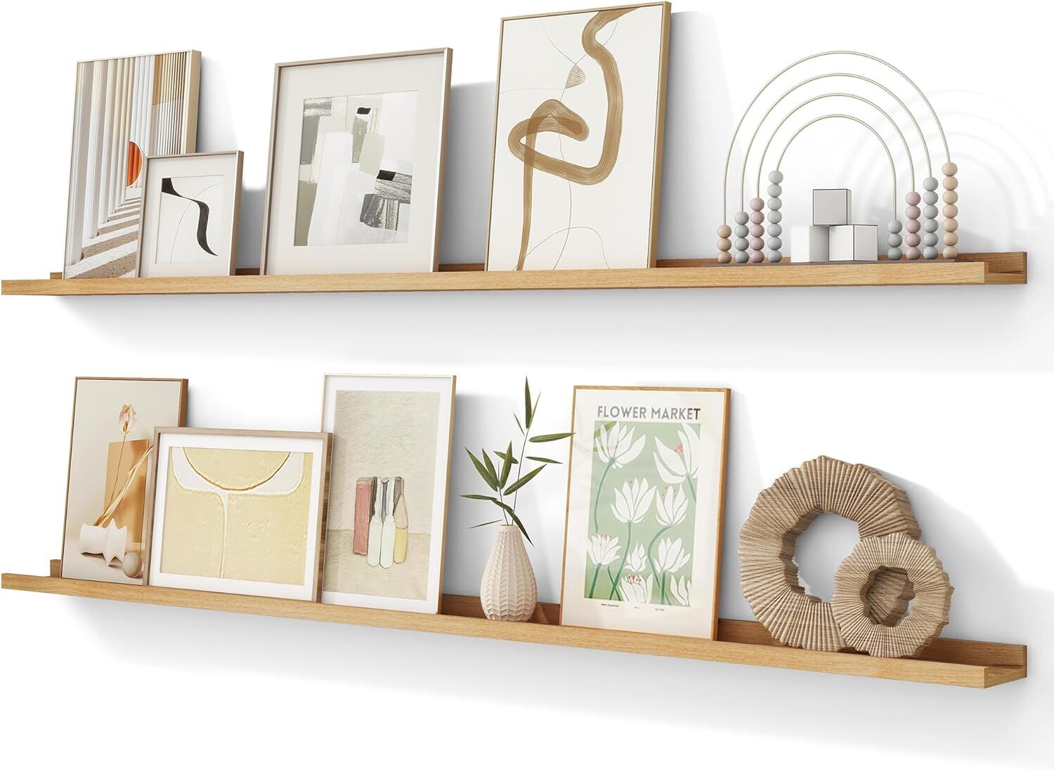 **READ DESCRIPTION**Set of 2 -72 inch Solid Ash Wood Floating Shelves