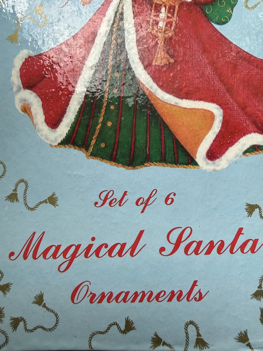 Set of 6 Magical Santa Christmas Ornaments in Original Decorative Box