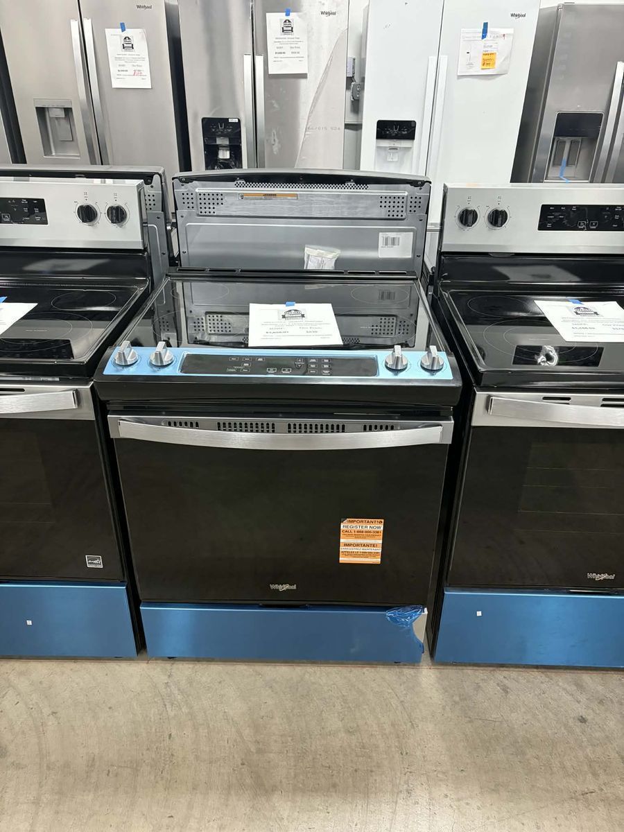 NEW WHIRLPOOL STAINLESS ELECTRIC SLIDE IN RANGE