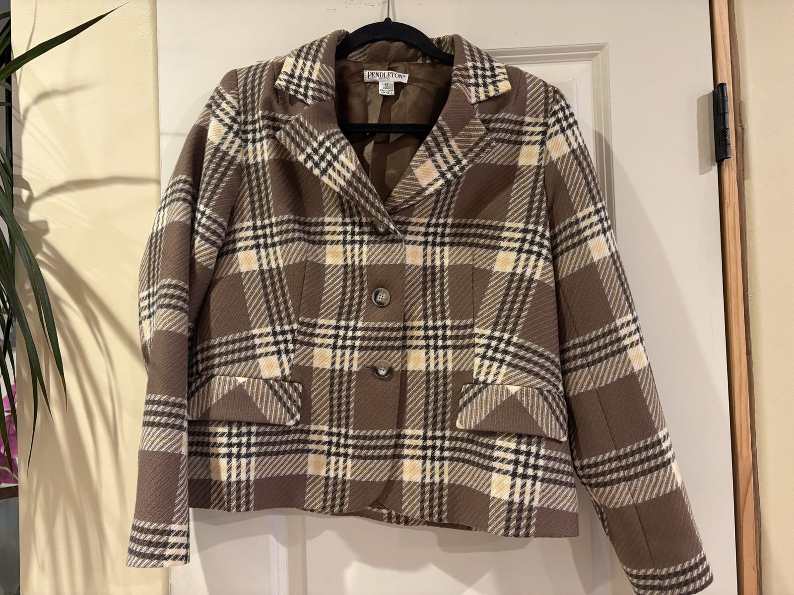 Vintage Pendleton Plaid Jacket Virgin Wool Sz 12