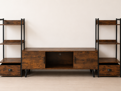 Tv Console Stand and Side Shelves