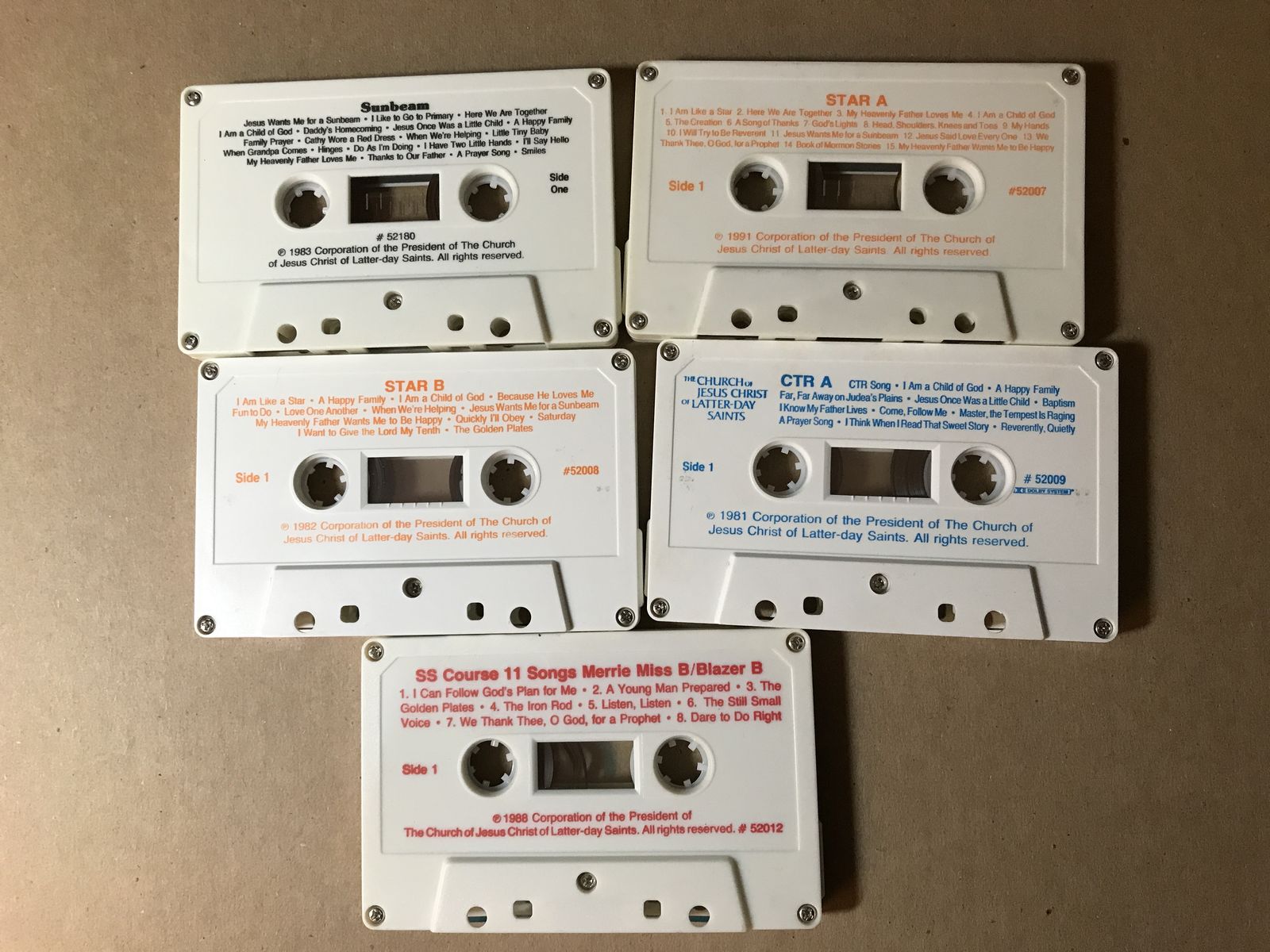 Pick Cassettes: Lot 1 - Sunbeams, Star A, Star B, CTR A,& SS Course 11 Songs Merrie Miss B/Blazer B or
