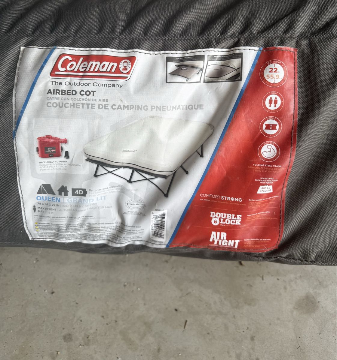 Coleman Queen Airbed Cot with Folding Steel Frame and 4D Battery Pump
