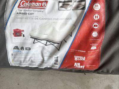 Coleman Queen Airbed Cot with Folding Steel Frame and 4D Battery Pump