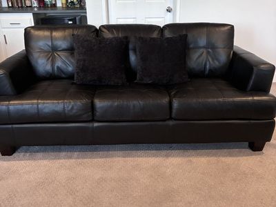 Black Faux Leather Couch