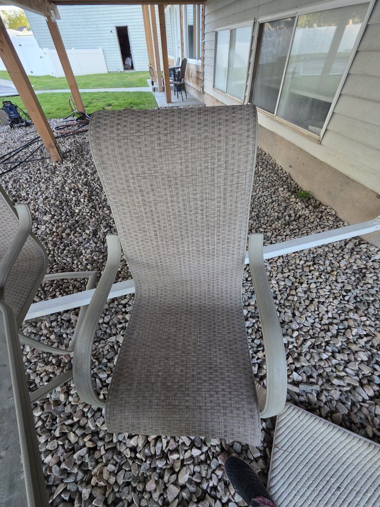 Outdoor Patio Dining Set with 6 Chairs & Glass Top Table -