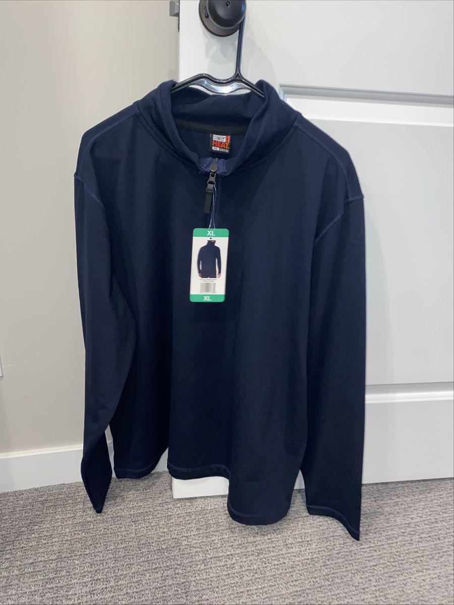 32 Degrees Heat Men's Tech 1/4 zip Pullover, Stormy/Night Size XL