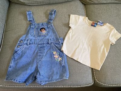 Dora the Explorer denim overall set