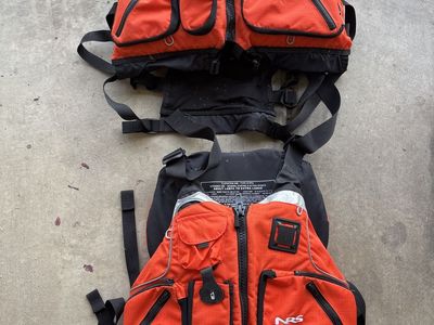 NRS Chinook Fishing PFD Life Jacket - 2 Pack, Adult Large/X-Large, Orange, Multiple Pockets