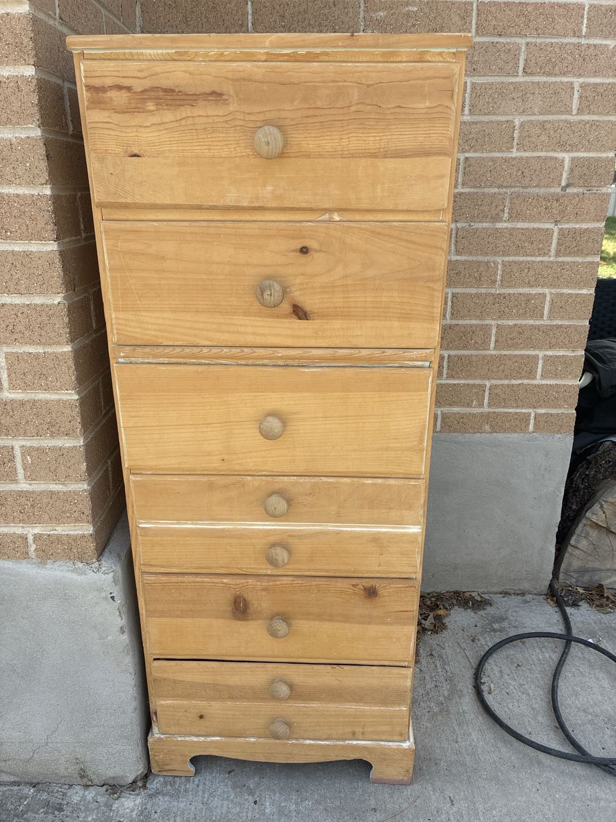 Tall Wooden Dresser Chest of Drawers with Natural Finish