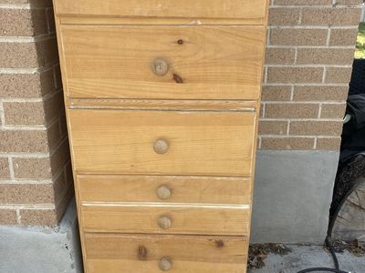 Tall Wooden Dresser Chest of Drawers with Natural Finish