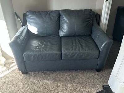 Blue Leather Loveseat and Couch- Excellent Condition, Smoke-Free Home