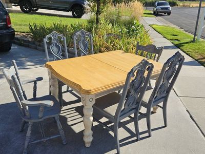 Dining Table Set with Chairs and Wood Leaf Extension