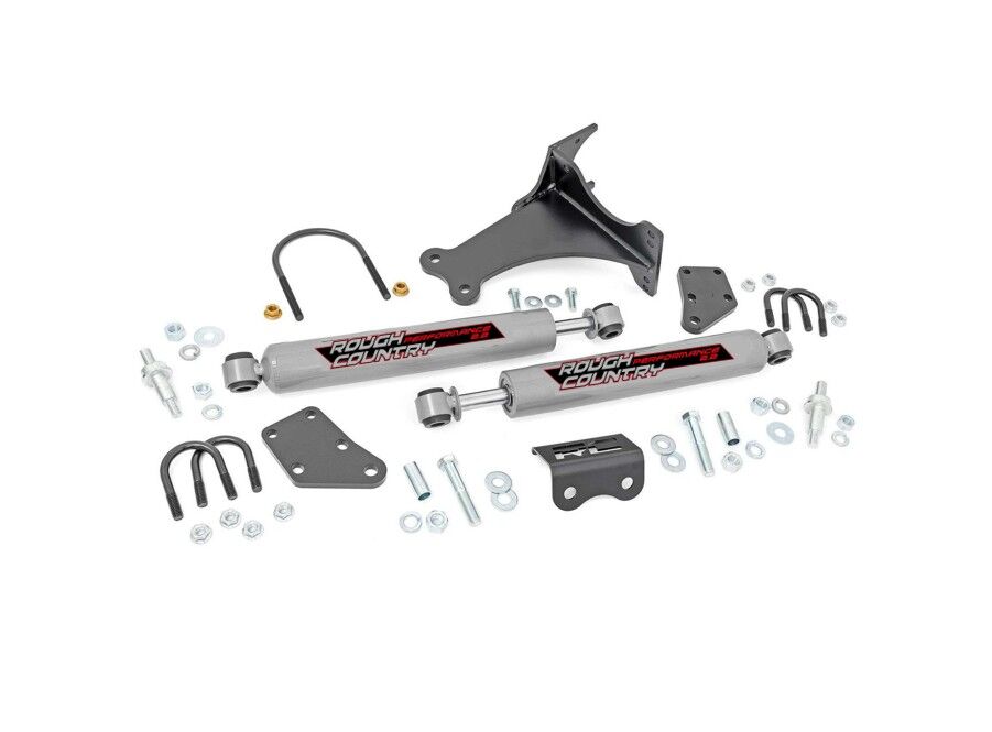 Rough Country Dual Steering Stabilizer for Ford F250 F350 Super Duty 2005-2024 4WD