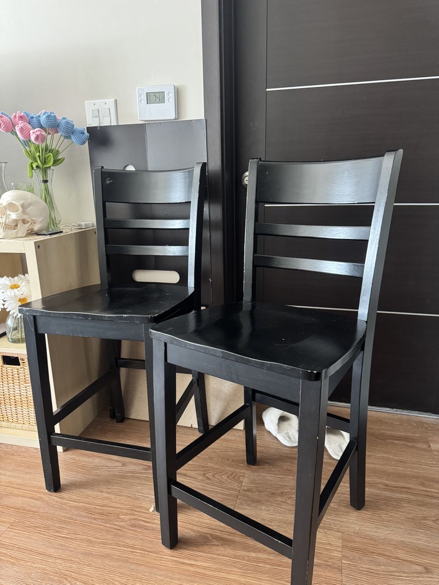 2 Black Wooden Chairs