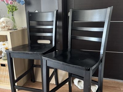 2 Black Wooden Chairs