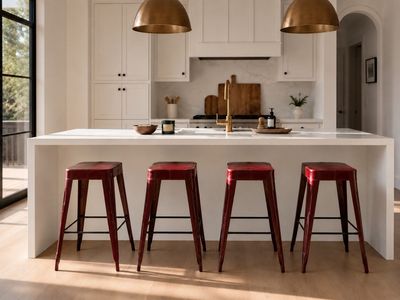 Williams Sonoma Genuine Leather Bar Stools (4)