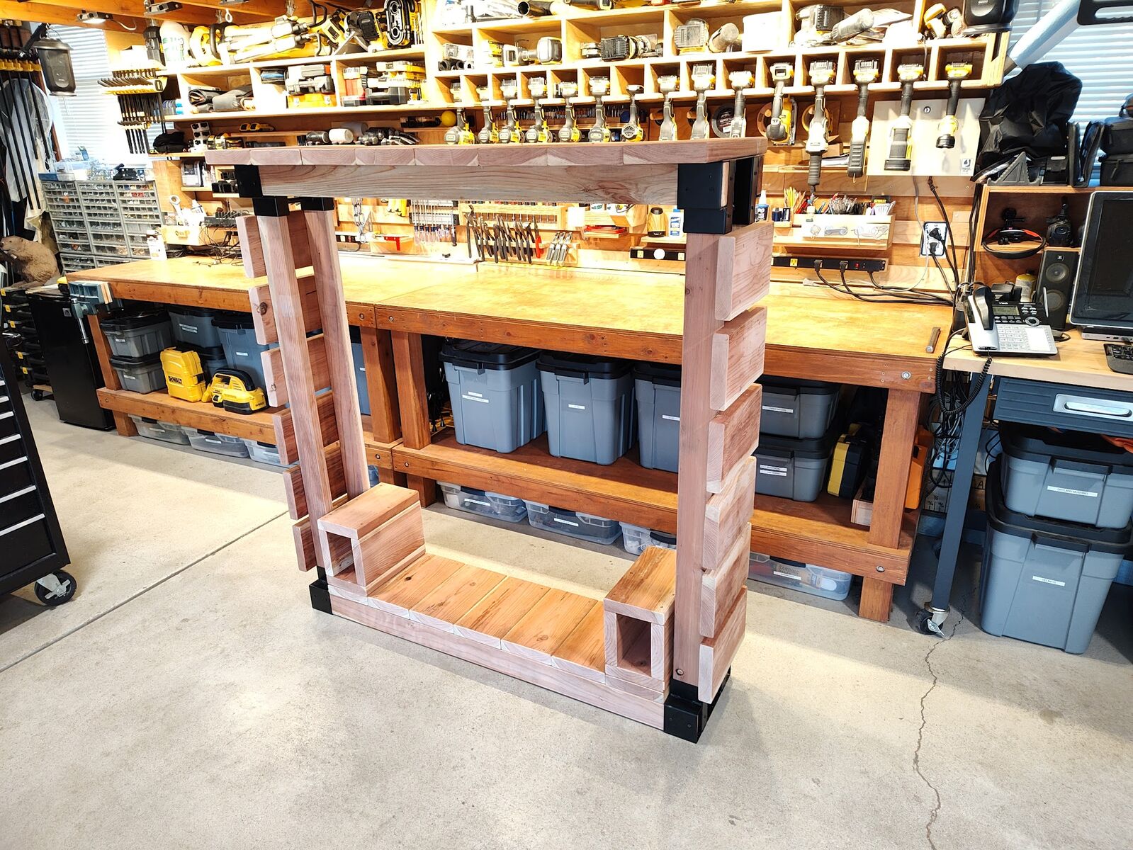 New Custom Built Redwood Firewood Rack 48 inch tall by 48 inch wide