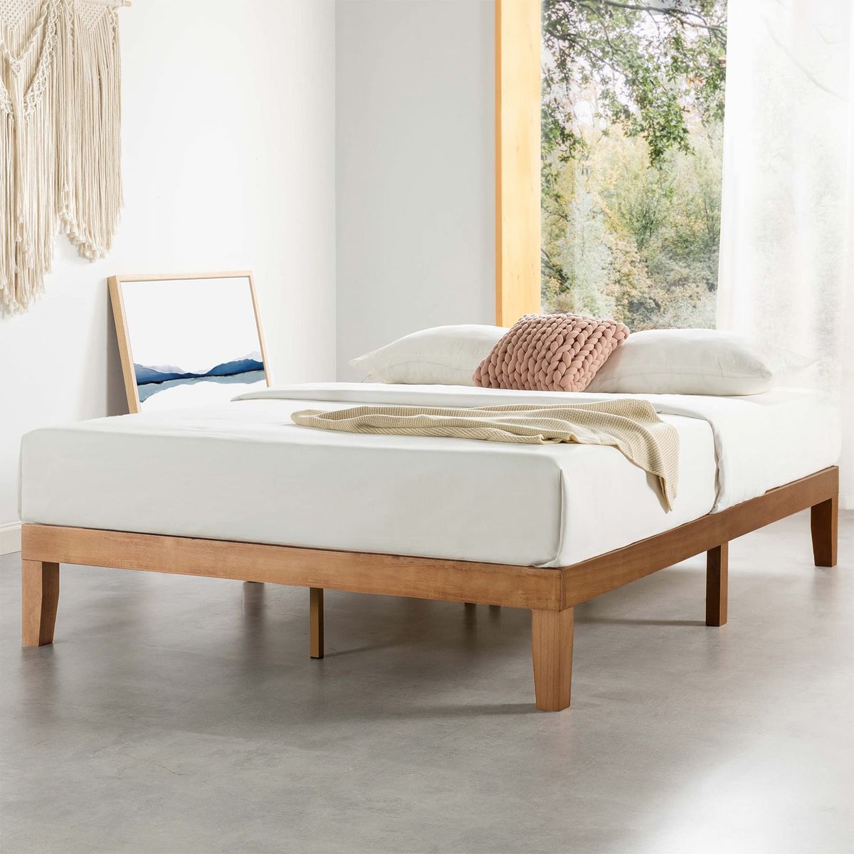 Mellow Naturalista Classic - 12 Inch Full Size Solid Wood Platform Bed with Wooden Slats