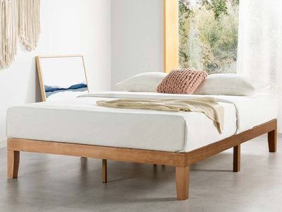 Mellow Naturalista Classic - 12 Inch Full Size Solid Wood Platform Bed with Wooden Slats