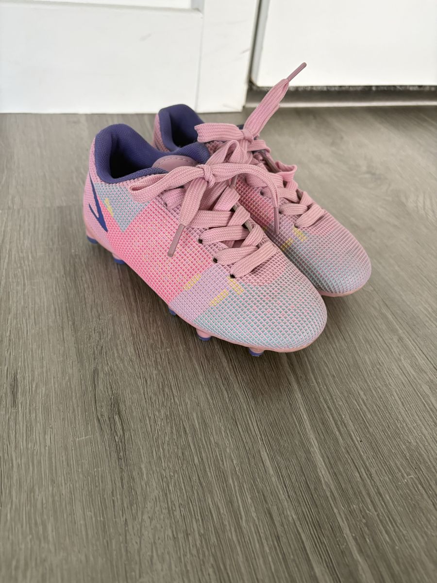 Pink and Purple Youth Soccer Cleats Size US 10